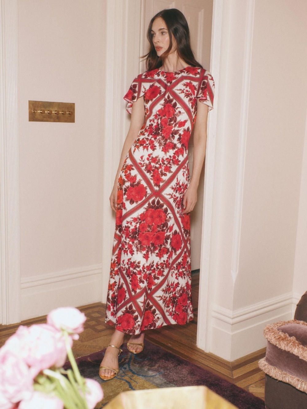 Hill House Home The Davina Dress - Red Diamond Rose Size XSRed Diamond Rose / XS